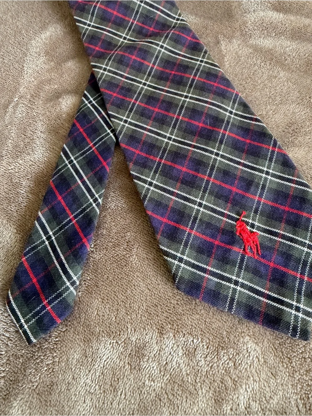 Vtg 90s Tartan Plaid POLO Ralph Lauren Necktie Cotton Preppy Heritage Ivy League